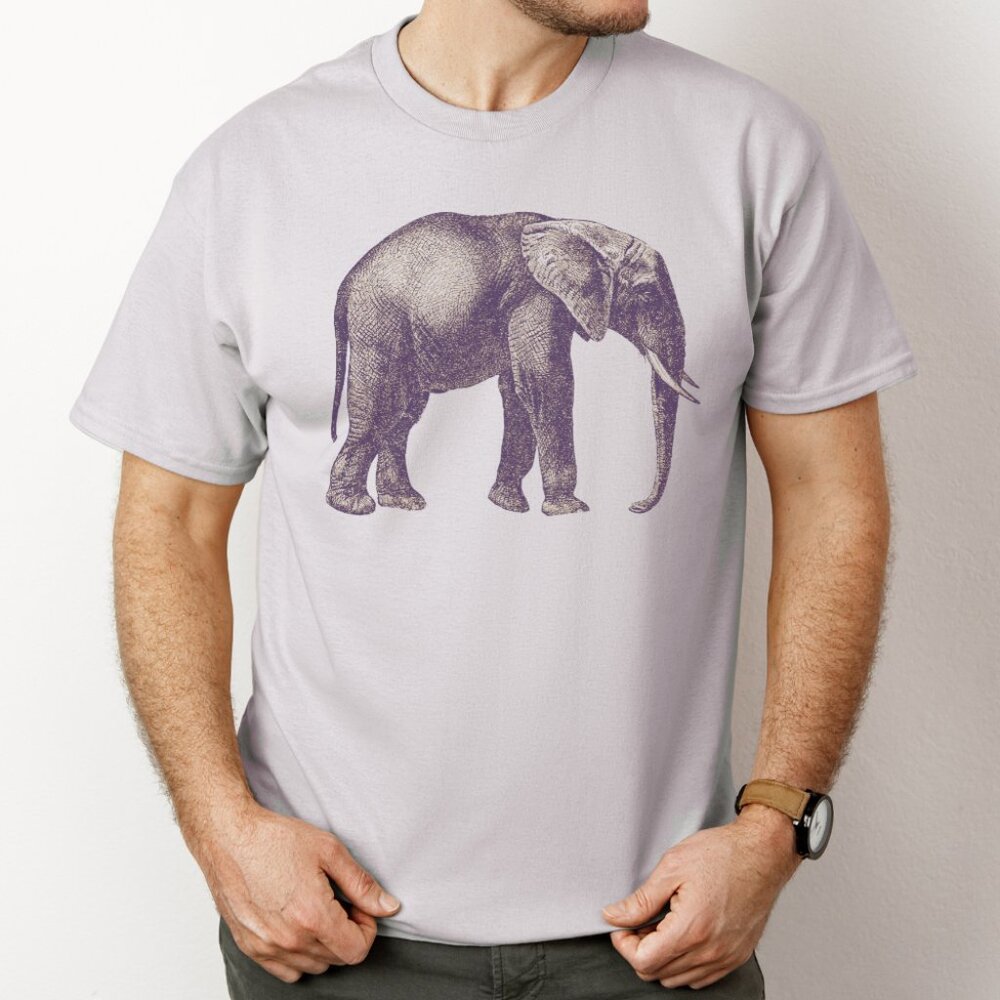 Elephant Shirt Tshirt Wildlife Animal Safari Nature Graphic Art Tee Gray - Picture 2 of 4